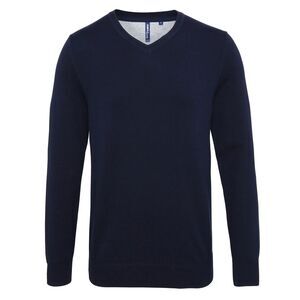 Asquith & Fox Mens Cotton Rich V-Neck Sweater / French Navy